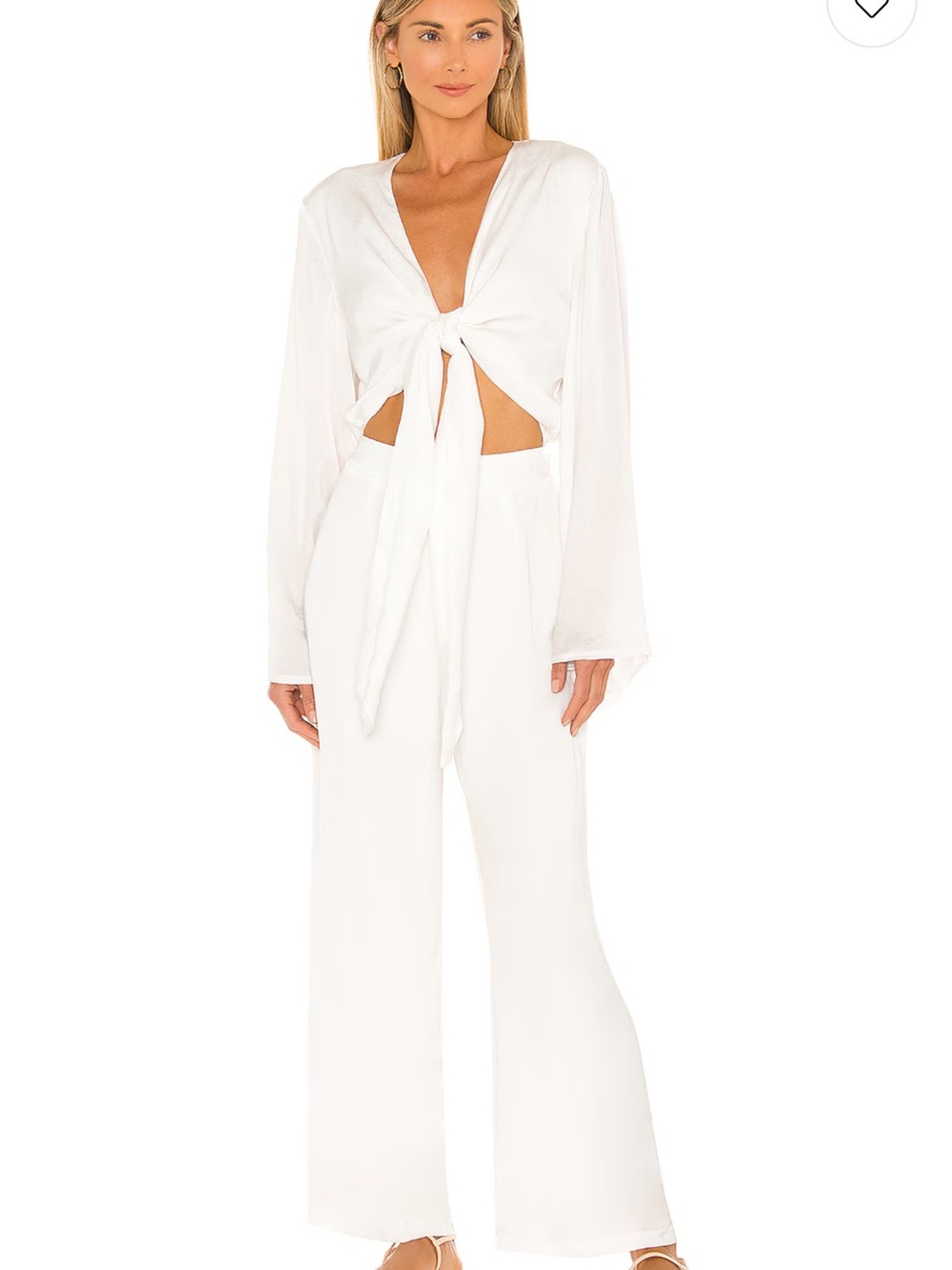 Women’s White Wide-Leg Jumpsuit with Front Tie